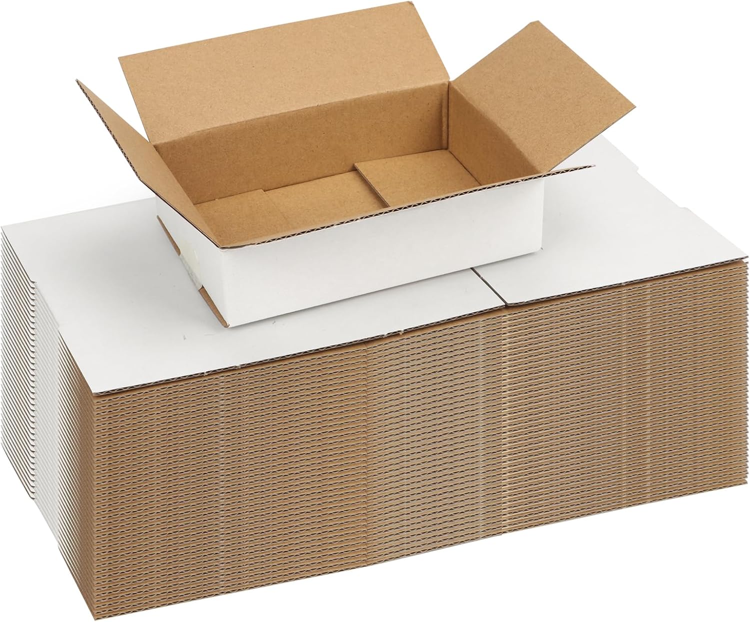 EXYGLO 40 Pack 11x6x6 Shipping Boxes for Small Business, White Corrugated Cardboard Box for Packaging, Moving, Mailing, and Storing