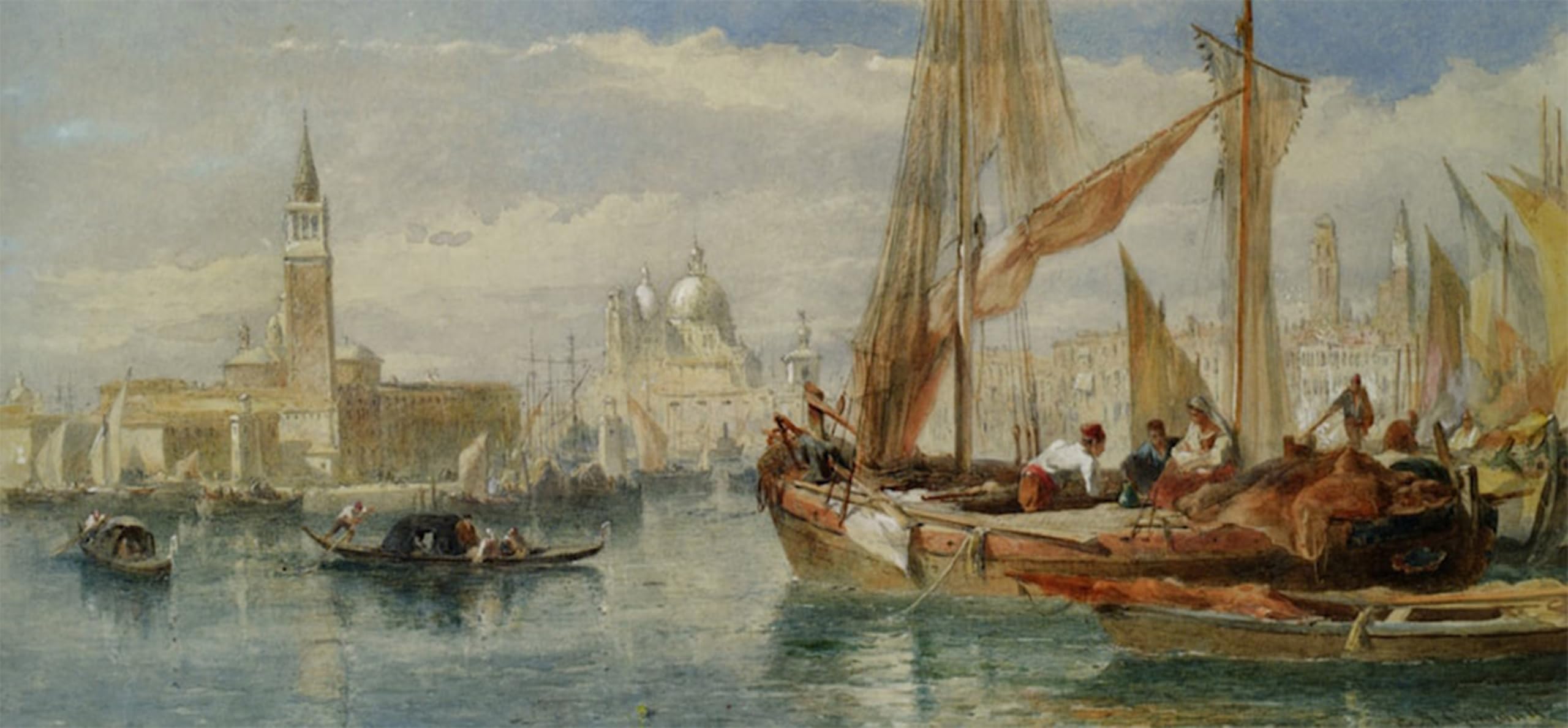 POSTERIIk Famous Modern Artwork Art Mural Il Isola De S Giorgio Maggiore with Il Santa Maria Della Salute in the Distance by Edward Angelo Goodall Oil Paintings Pictures for Home Decor 60x90cm