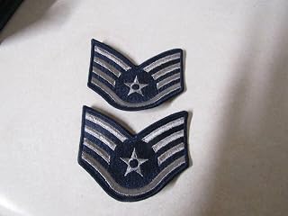 Military Patch USA Air Force Rank Set of 2 Staff Sergeant 4 Inch Older Large Sew