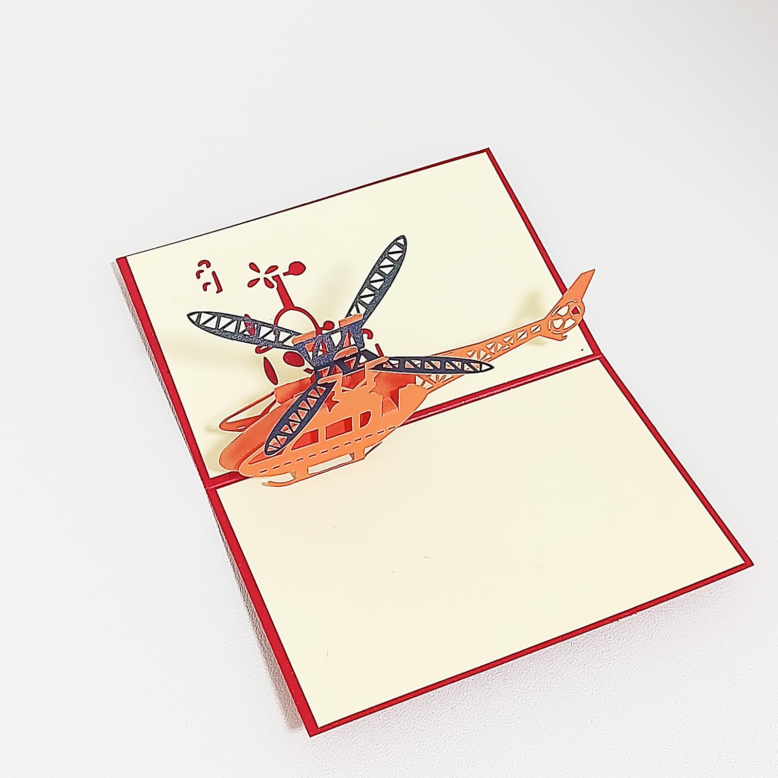 Helicopter 3d Greeting Cards for Kids,Teacher's Day Thank You Cards Handmade Greeting Cards,Red - Image 3