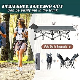 ABORON Heavy-Duty Folding Guest Bed for Adults, 500lb Capacity, Portable Extra Cot with 1246D Double Layer, Ideal for Indoor Guest Stays & Temporary Home Use