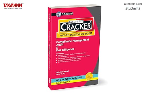 Taxmann's CRACKER for Compliance Management Audit &amp; Due Diligence (Paper 3 | CMADD/Due Diligence) – Past exam questions answers | CS Professional | New Syllabus | June 2024 Exam