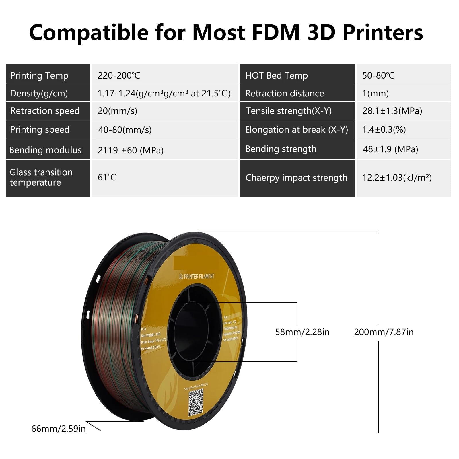 Filament do drukarki 3D PLA Filament Drukarka 3D 1,75 mm 1,0 kg Jedwabny filament PLA Materiały Plastikowe Druk 3D (Kolor: A)