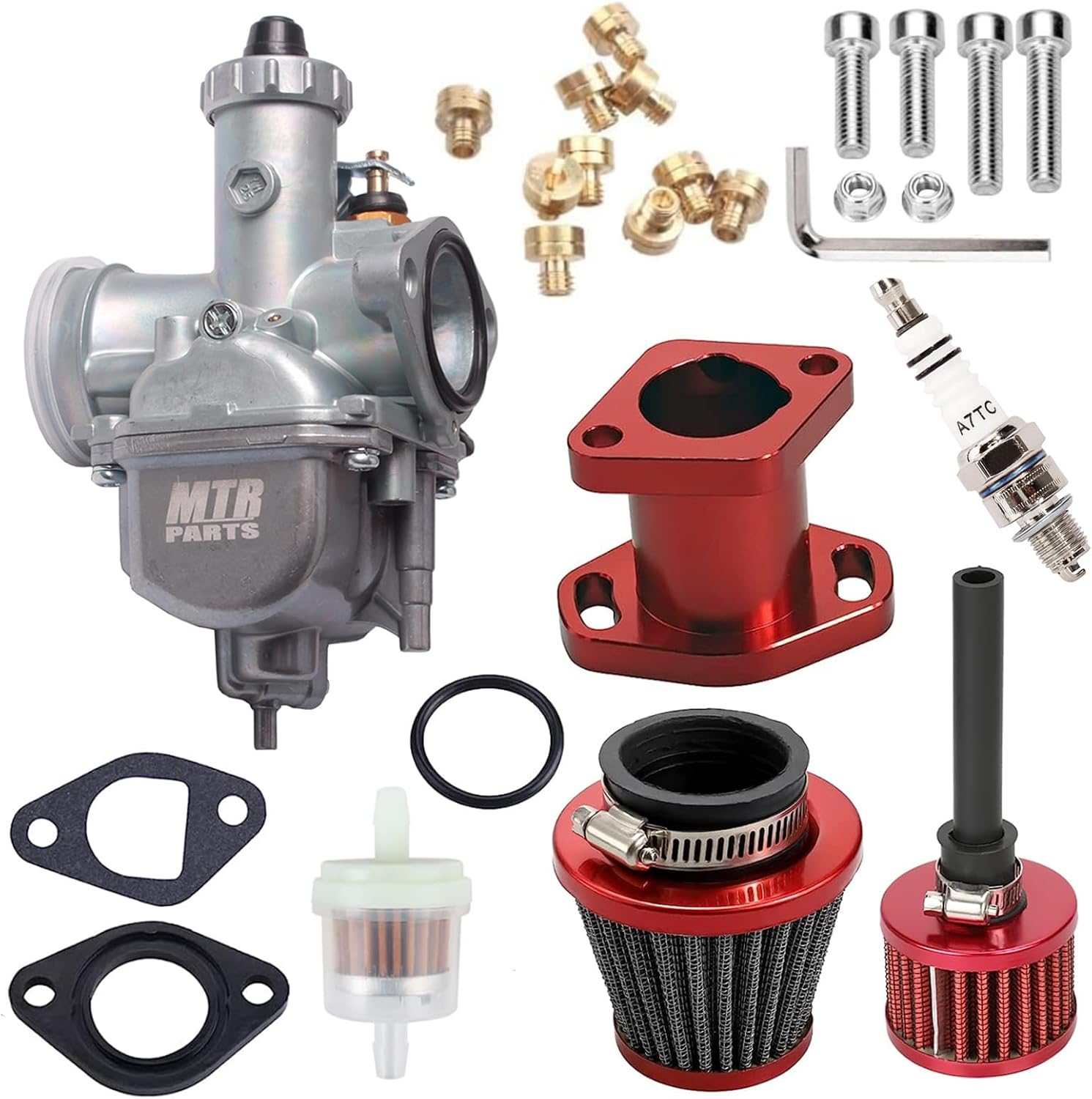 VM22 26mm Carburetor for Predator 212CC 196cc, Compatible with CT200U KT196 Mini Bike, Moto Race Go Kart 6.5HP Baja Warrior Heat MB165 MB200, Air Filter Kit for Freight GX160 GX200 6.5hp (blue)