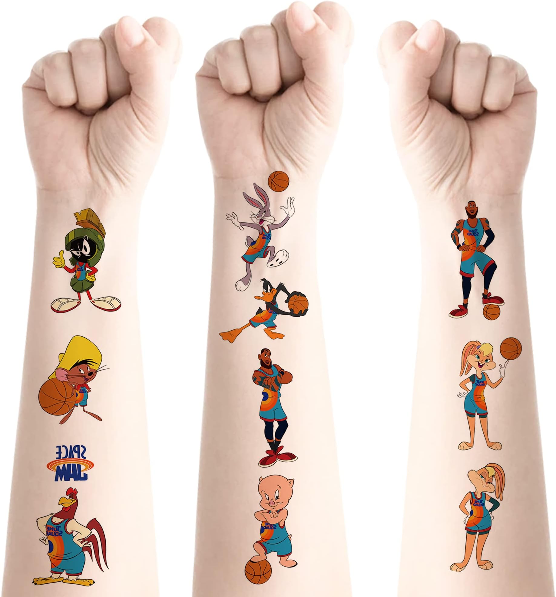 17 Sheets Temporary Tattoos for, Basketball Party Supplies, Fake Tattoo Stickers, Cool Cartoon Sports Movie Temp Tattoo Sticker, for Party Decorations