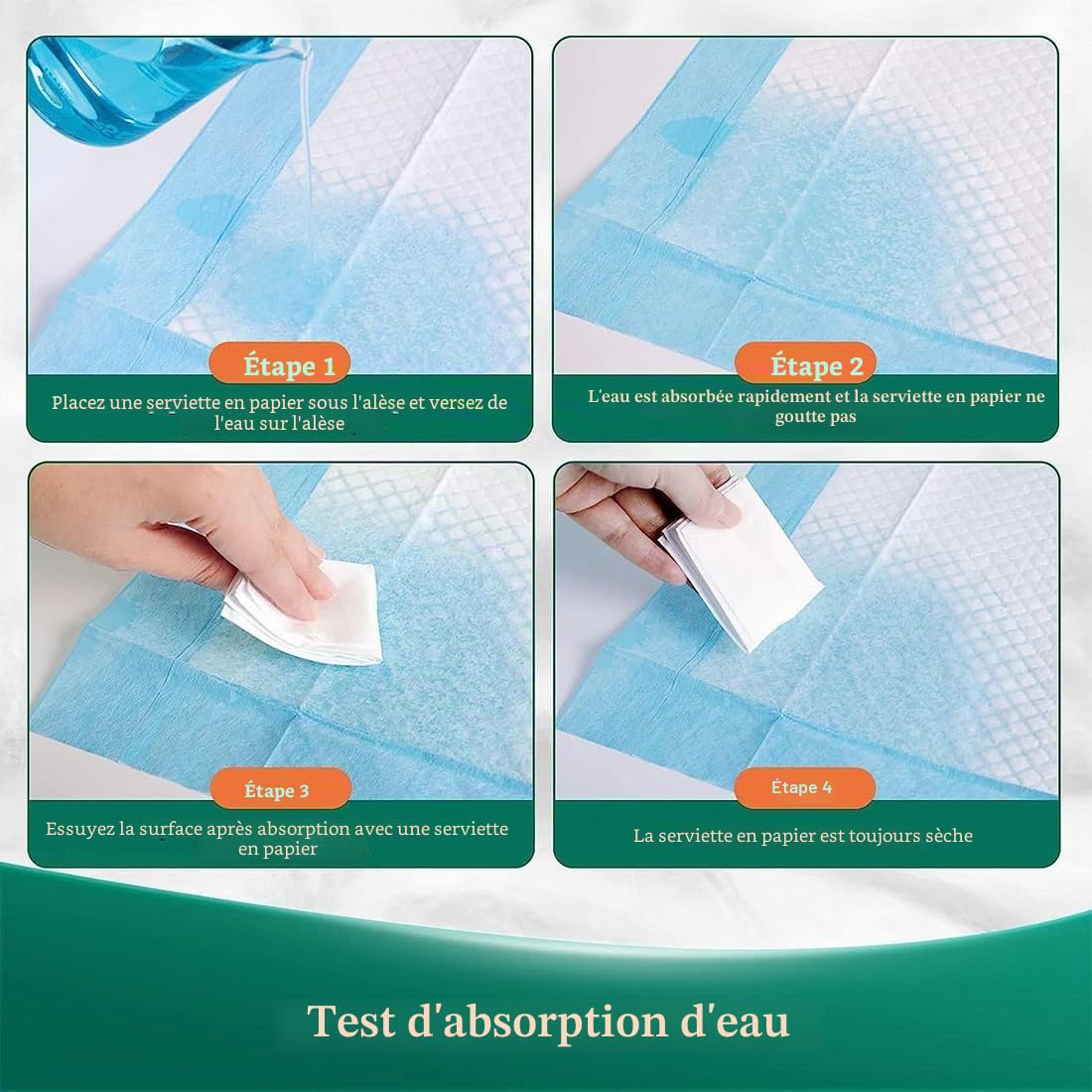 LINXIU Lot de 15 alèses jetables pour lit d'incontinence - 60 x 60 cm - Absorbantes - Imperméables - Pour personnes âgées, patients et enfants