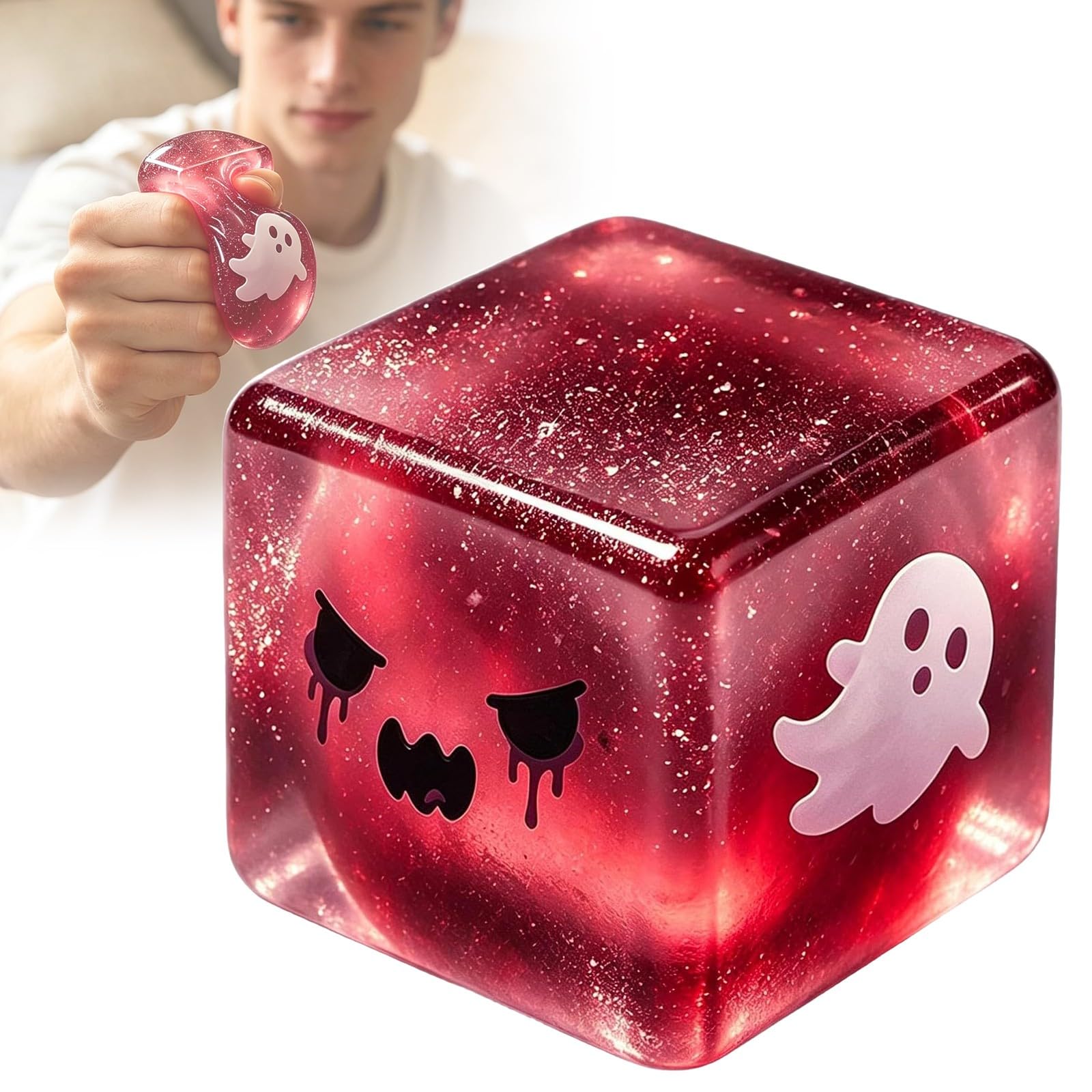 Squishy Stress Relief Ball, Crunchy Squeeze Fidget Toy for Halloween Office Home Party Gift Desktop Decoration (H-Red) — image 1