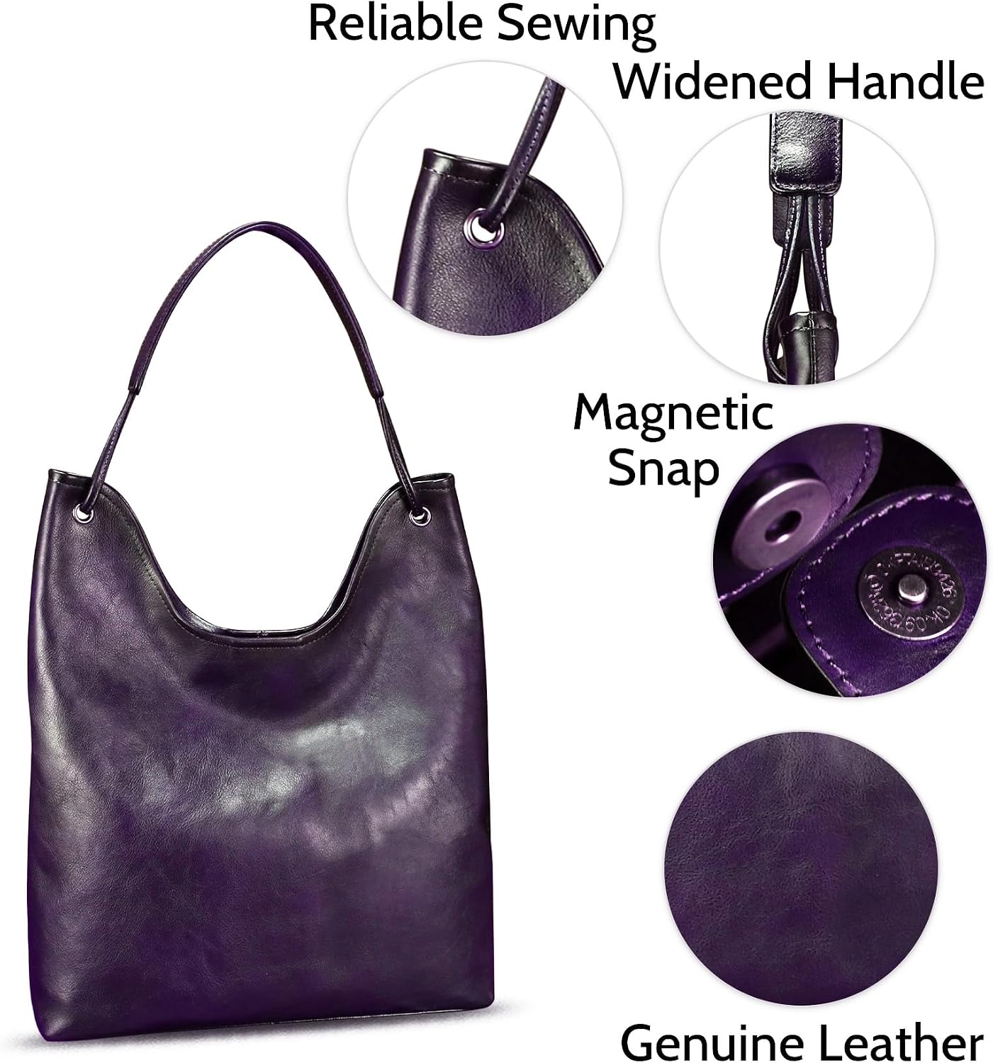 Genuine Leather Hobo Bags for Women Shoulder Tote Bag Full Grain Leather Satchel Purses Handbags