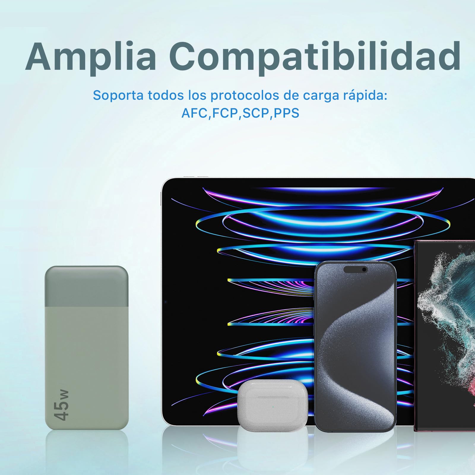 NOBIS Powerbank 20000mah,PD3.0 45W Batería Portátil Carga Rápida,QC4.0 Bateria Externa con Pantalla LED para MacBook, Phone 15 14 13 Pro S23 S22