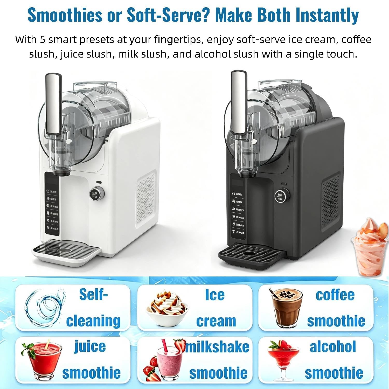 Máquina para granizados de helado suave Máquina para helado suave 5 en 1