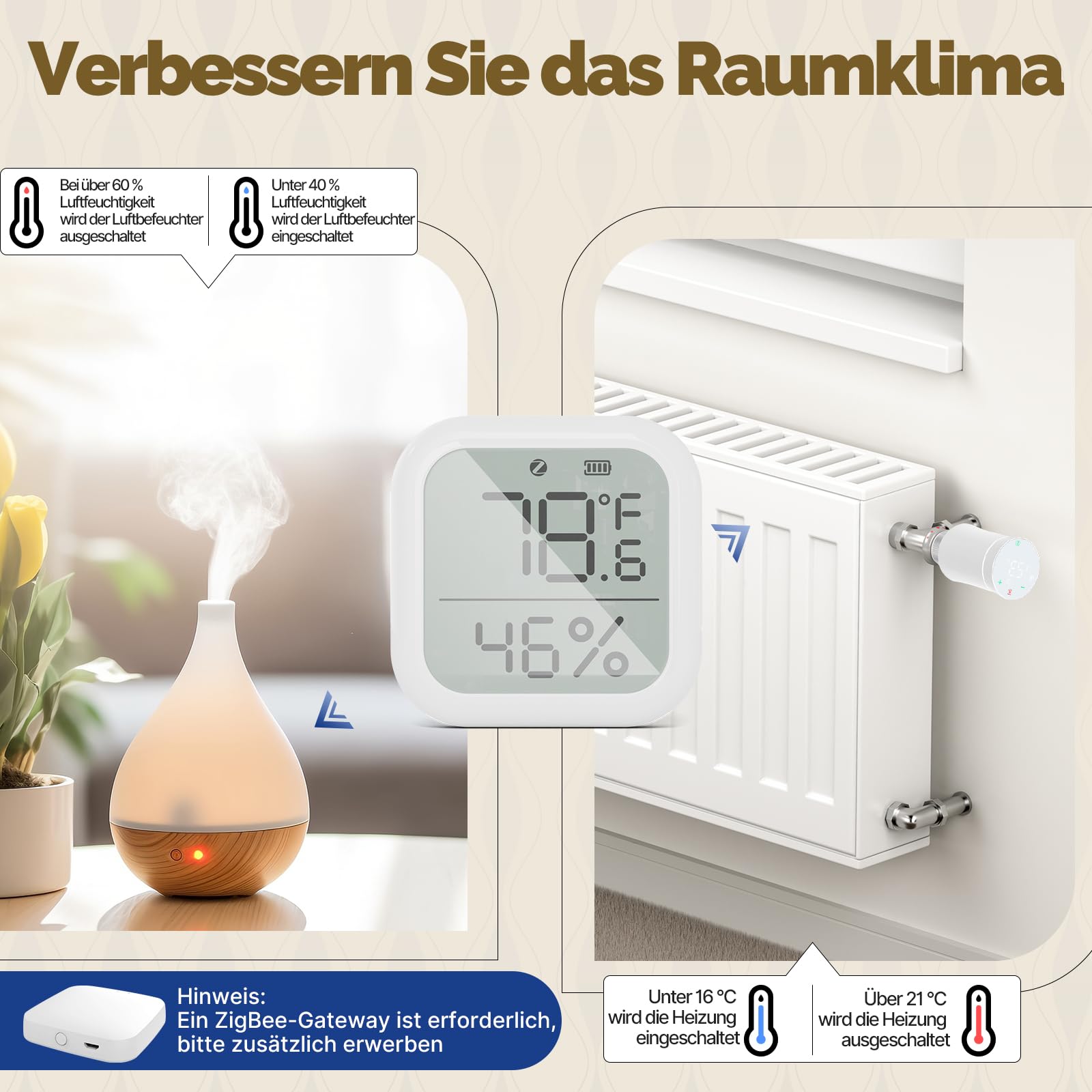 Termometro Igrometro Zigbee Sonoff SNZB-02D, Sensore Ambiente Interno Con Display LCD, Compatibile Con Alexa E Google Home, Memoria Cloud 6 Mesi