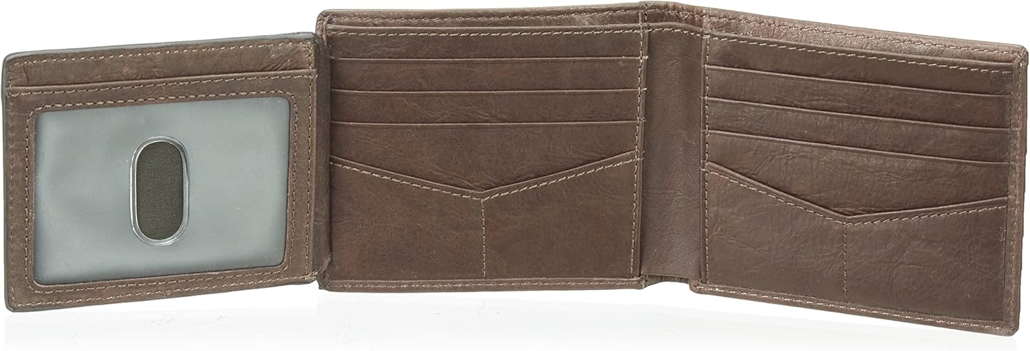 Fossil Wallet for Men Neel Leather Bifold brown 11.43 cm L x 1.9 cm W x 8.89 cm H ML3899200, 11.43 cm L x 1.91 cm W x 8.89 cm H - Image 5