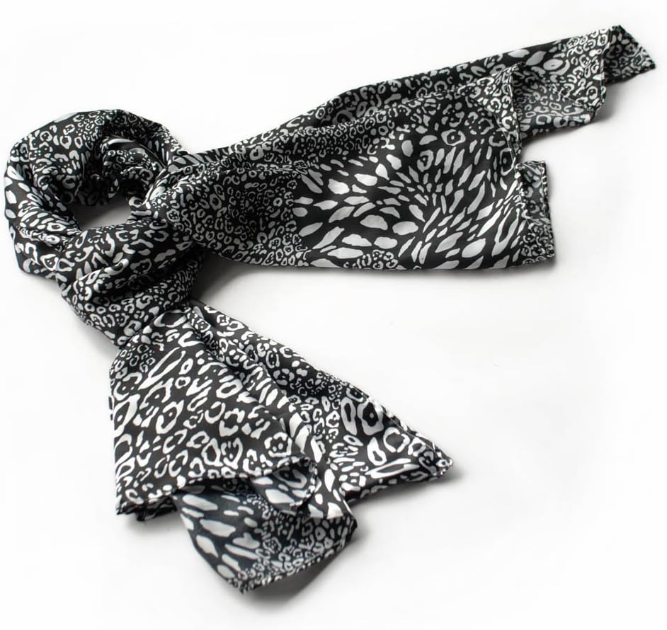 Blancho Bedding -Blancho Black & White Distinctive Leopard Animal Print Fashion Soft Silk Scarf/Wrap/Shawl(Large)
