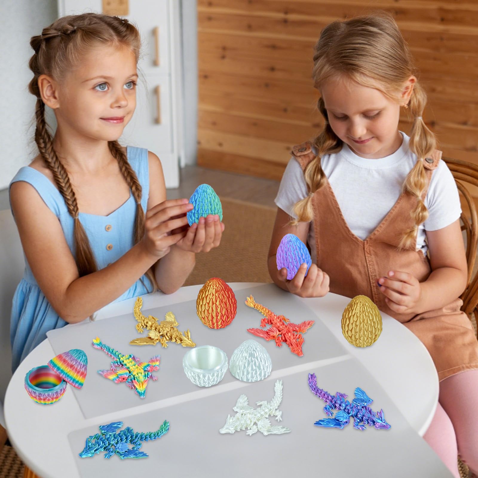 Balkwan Dragon Eggs Gift Set including Surprise Mini Winged Dragon Inside 3D Printed Articulated Crystal Toy Easter Eggs Fun Toy Christmas Basket Stuffers for Kids Boys and Girls (6pcs) - Image 3