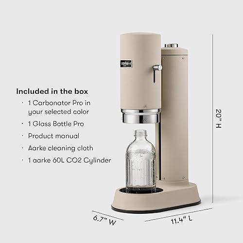Miniatura 6 de Aarke Carbonator Pro, máquina de agua con gas y carbonatación, acero inoxidable con vidrio reutilizable, volumen de botella de 27.1 fl oz27 fl oz y