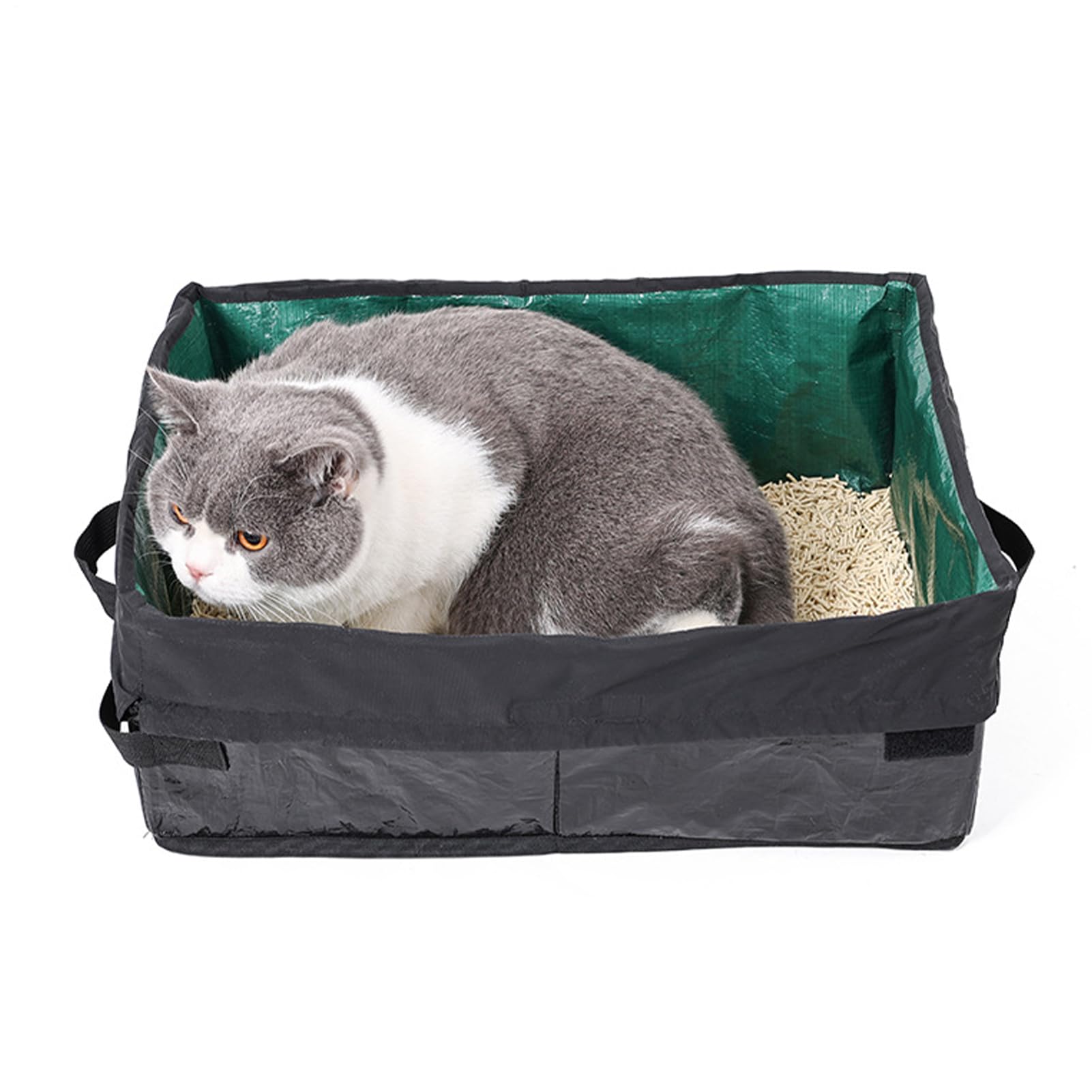 Lettiera portatile per gatti, kit per lettiera da viaggio per gatti, lettiera da viaggio per gatti, pieghevole, vassoio con apertura superiore, per interni auto, viaggi, posizionamento angolare dei