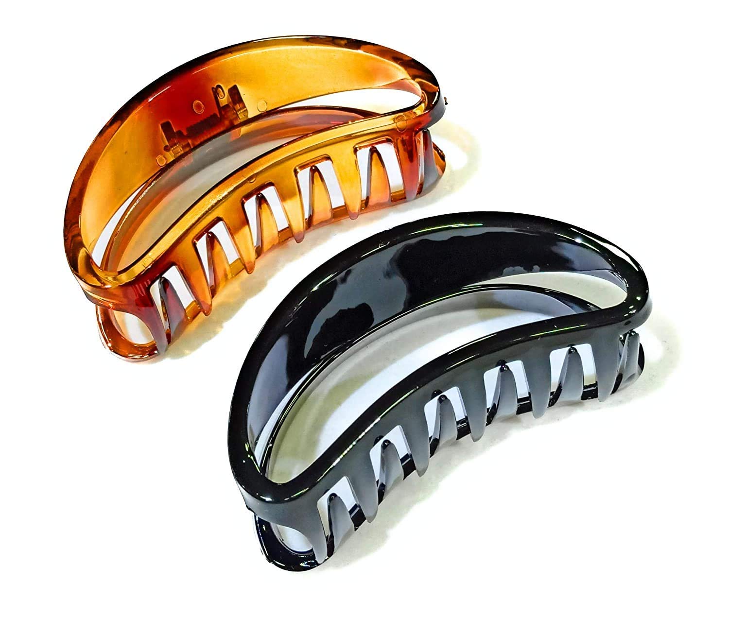 imioxo Black Plastic Hair Clutch for Women Medium Size Trendy Hair Clip pack of 2 hair claw