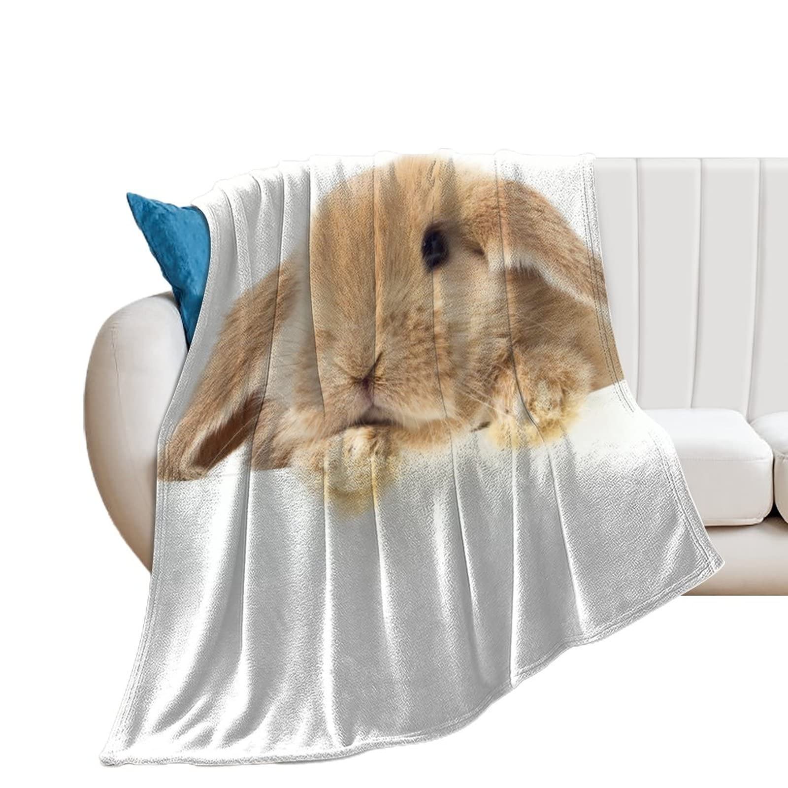 Couverture lapin jaune pour canapé du salon et lit douillet de chambre