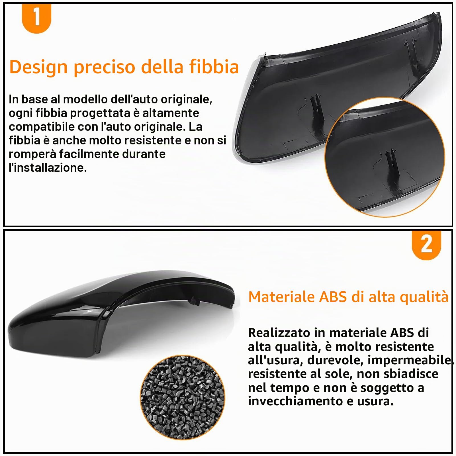 TTCR-II 2 PCS Calotte Specchietti Compatibile con Peugeot 208 Copri Specchietti 2012 2013 2014 2015 2016 2017 2018 2019 Calotta Specchietto 208 Peugeot Copri Specchietto (Nero brillante)