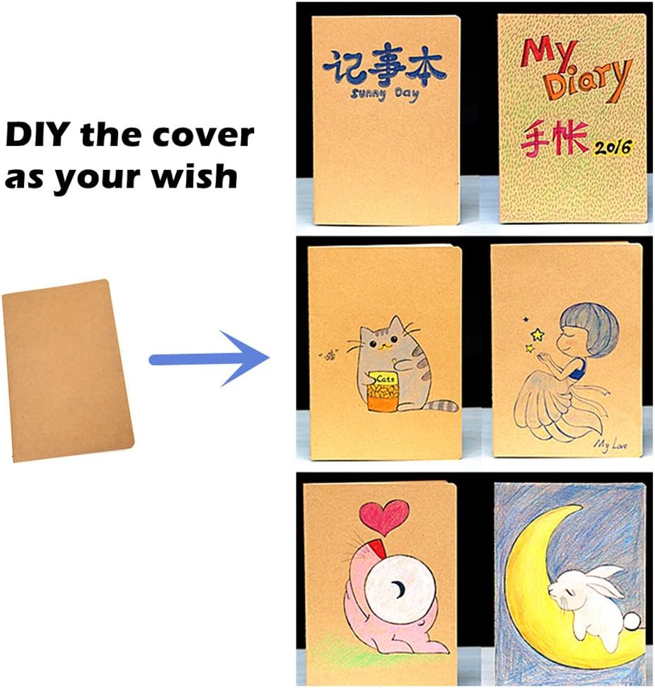 6pcs Travelers' Notebook Thread-bound Journal Diary Memo Pad,A6 Size & 30 sheets(Blank Pages)