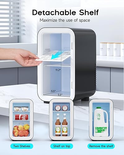 Miniatura 3 de Mini nevera pequeña de 6 litros8 latas para dormitorio, automóvil, oficina y dormitorio, AC100-120 VCC 12 V, enfriador termoeléctrico portátil y