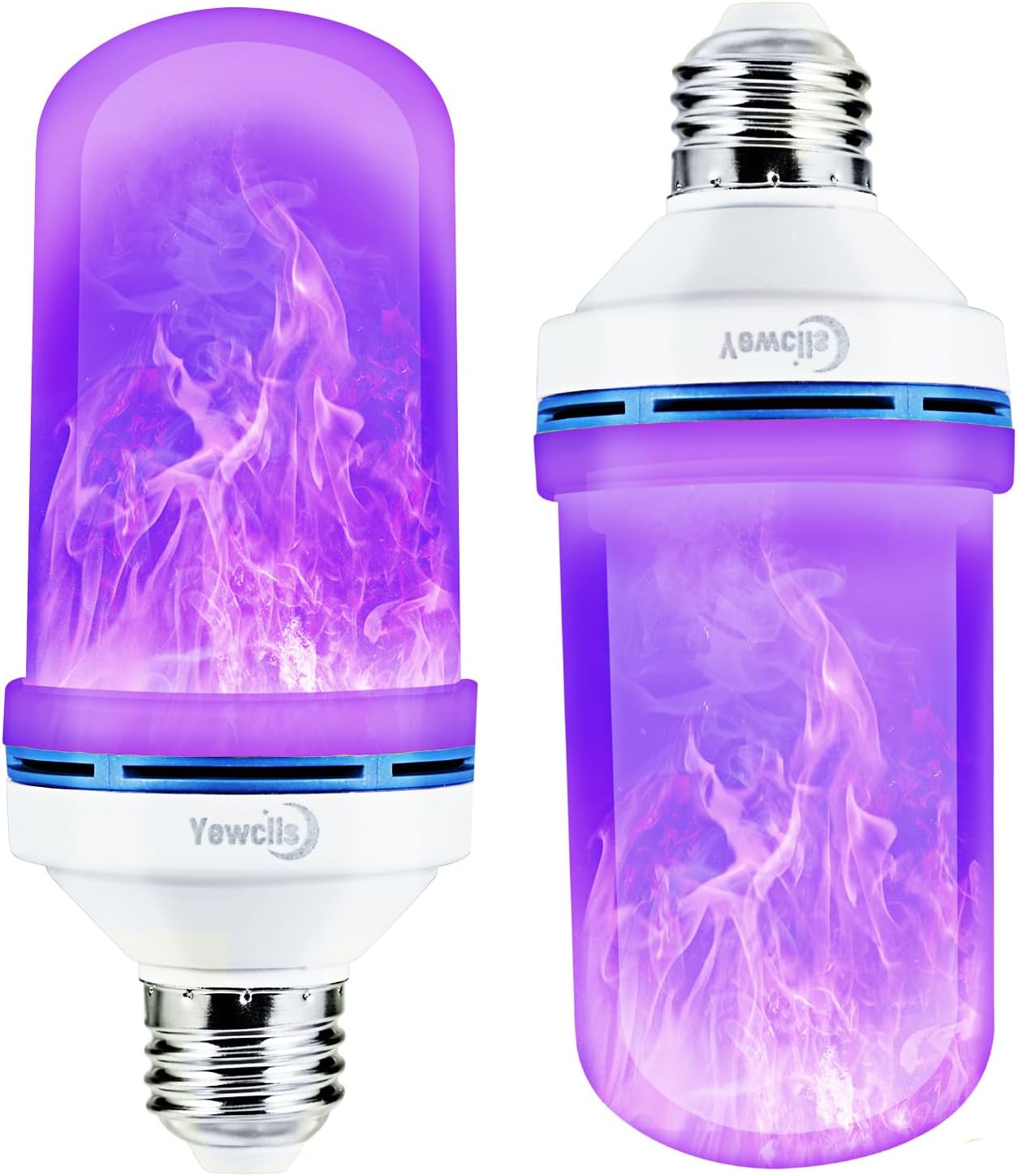 LED Flame Effect Light Bulb, 4 Modes E26 Base Fire Light Bulbs with Gravity Sensor (Purple-2Pack)