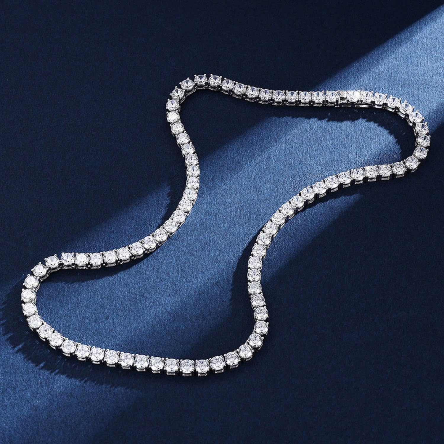 Collana Moissanite da 5 mm Catena D Colore VVS1 Collana con Diamanti di purezza Collana da Tennis con Diamanti in Argento Sterling 925 for Uomo Donna con Certificato,Collane(51cm)