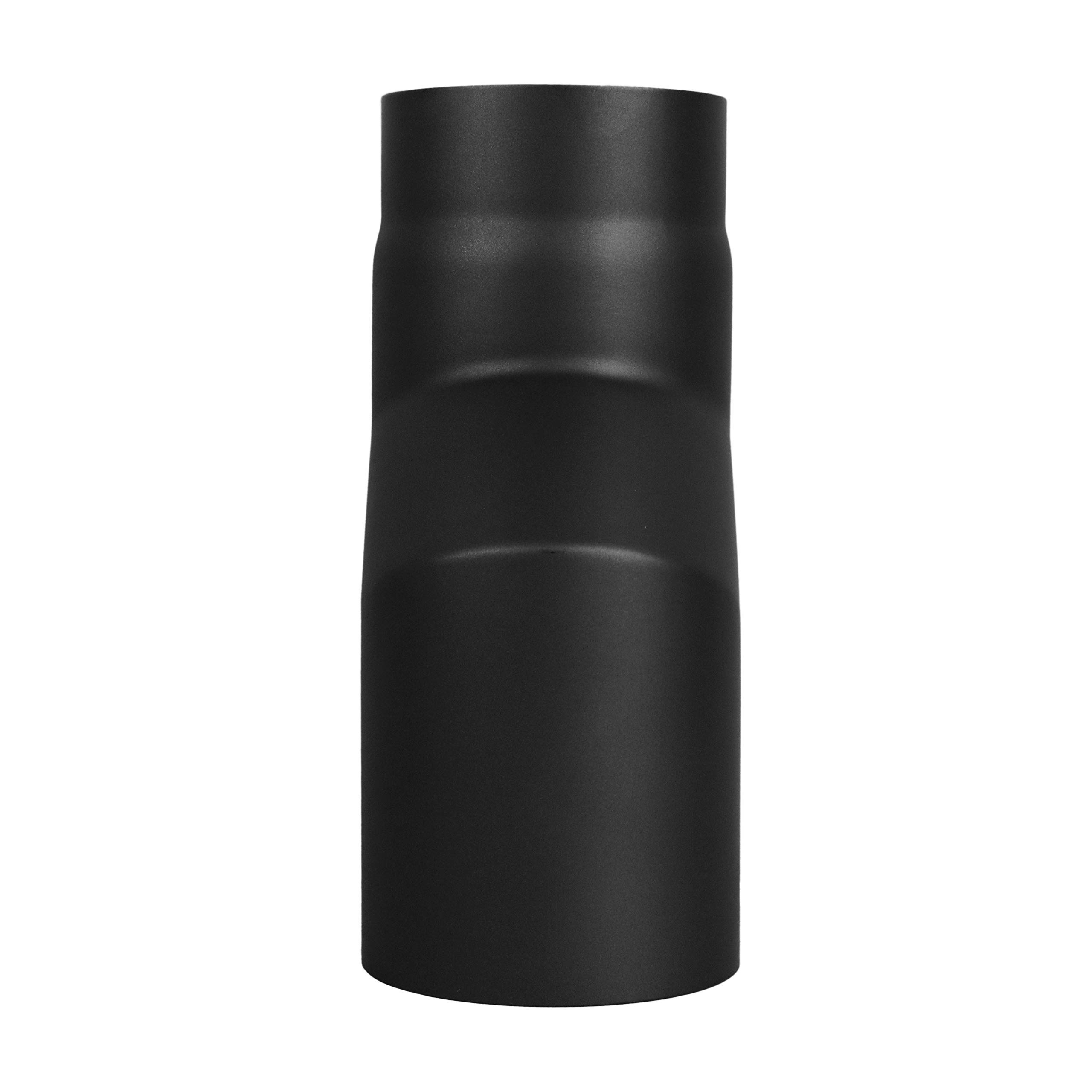 LANZZAS Rauchrohr Versatzbogen mit 60 mm Versatz - im Durchmesser Ø 150 mm - Farbe: schwarz - Ofenrohr Doppelbogen Etagenbogen