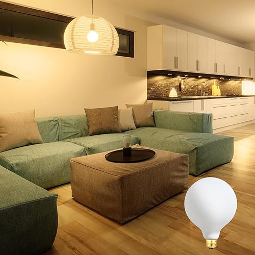 Miniatura 3 de Leools Bombilla LED G40 regulable sin parpadeo mate 4W vidrio esmerilado CRI95 blanco cálido 438LM, equivalente a 40 W, bombilla de filamento LED