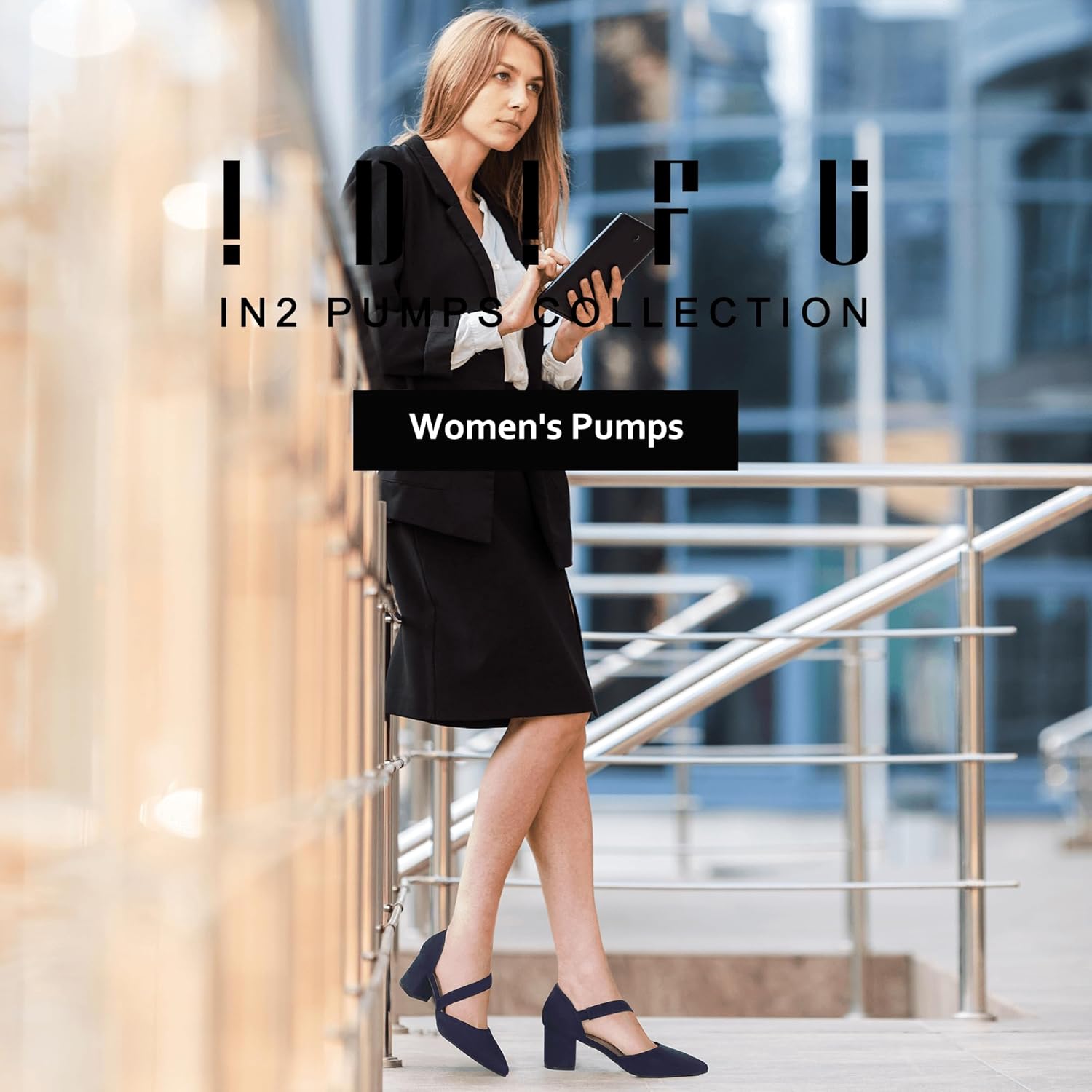 IDIFU IN2 Women's Pumps Closed Toe Strappy Heels Low Block Chunky Heels Dressy Wedding Bride Prom Business Dress Shoes for Women Comfortable Formal Pointed Toe Short Heels - Image 2