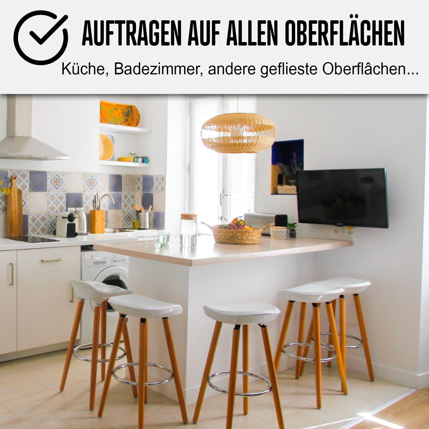 KIT KUNSTHARZBETON FÜR FLIESEN - NUANCES MINERALES Feldmaus Grau - 2 m² (in 2 schichten) | Küche, Bad, Arbeitsplatte, verstärkter Haken, schmutzabweisend, strapazierfähig, Komplett-Set Arcane Industries