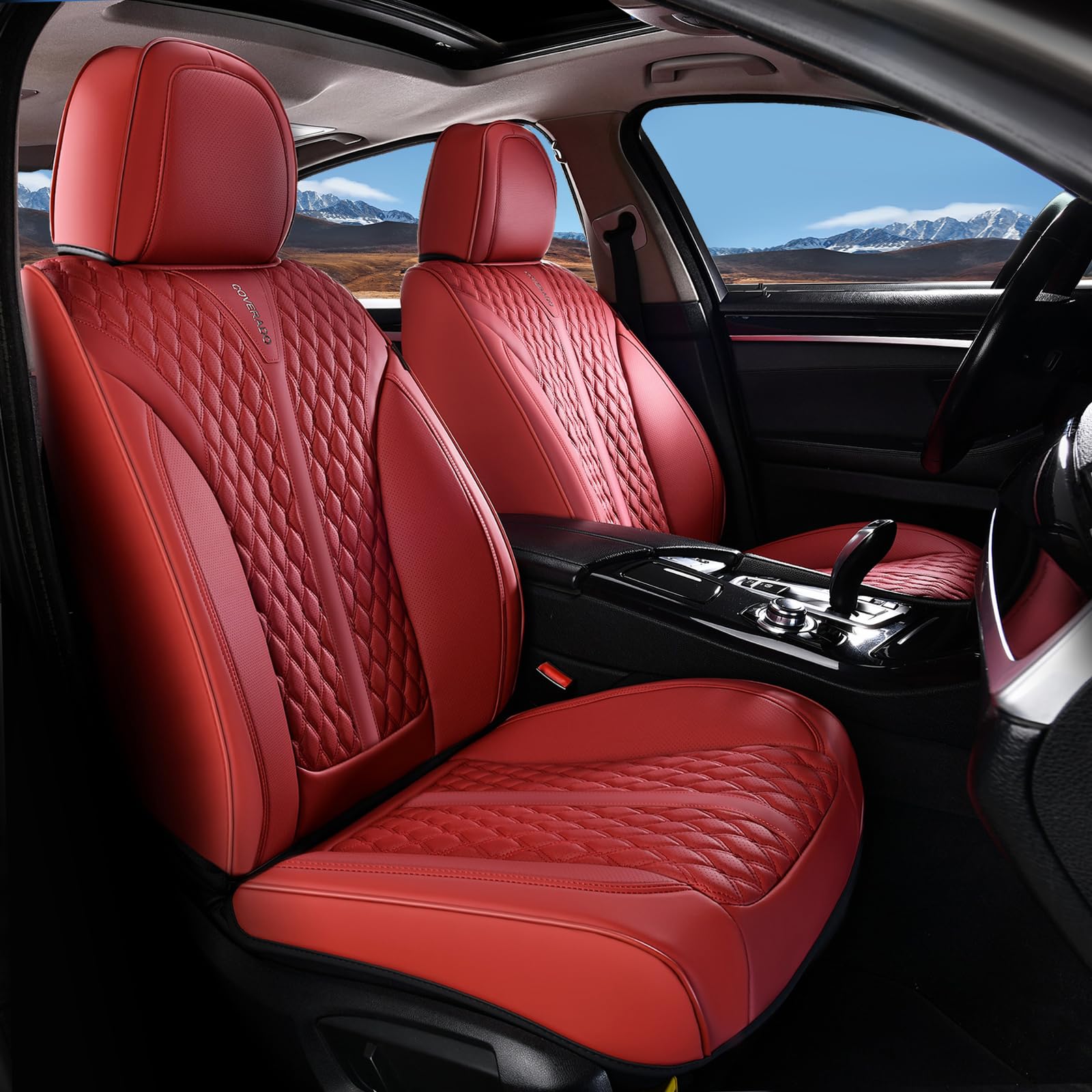 Coverado Front Seat Covers Nappa Leather Red