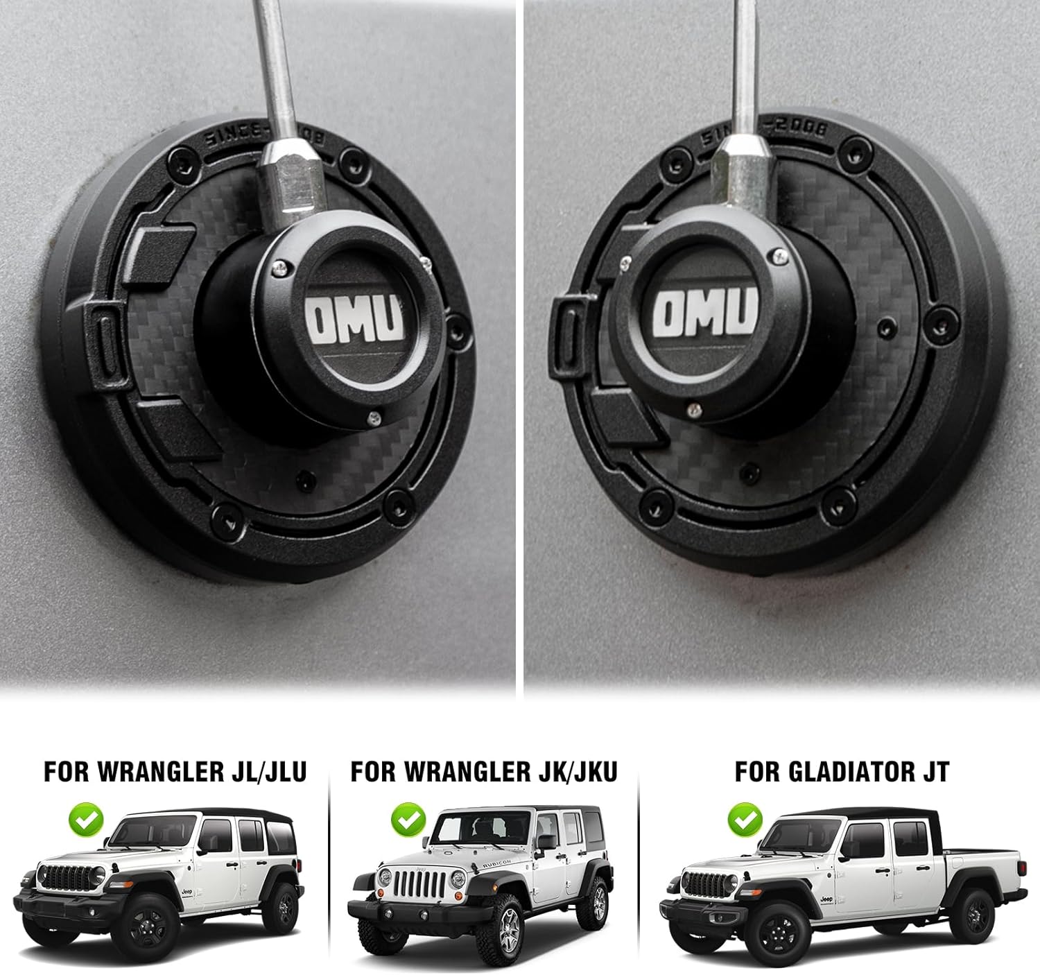 Genesis Series Aluminum Antenna Base Cover Compatible with 2007-2024 Jeep Wrangler JK JL JT Metal Antenna Cover