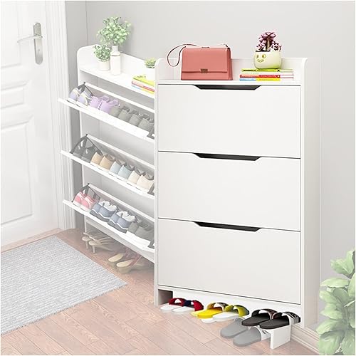 Miniatura 8 de Armario de zapatos delgado para entrada, armario de almacenamiento oculto de zapatos, armario organizador de zapatos estrecho con puertas, zapatero