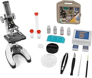 Omegon MonoView, Mikroskopier-Set, 1200x | Hochauflösendes Mikroskop für präzise Untersuchungen | Inklusive umfangreichem Zubehör | Ideal für Schüler & Einsteiger | LED-Beleuchtung & präzise Linsen