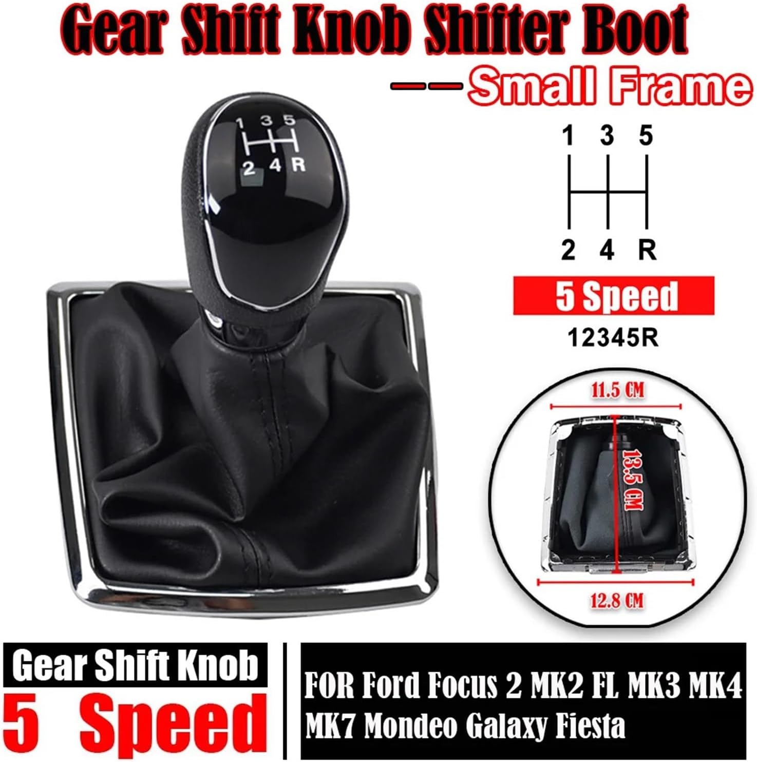 Car Styling Gear Shift Knob Gaiter Boot Cover Case Compatible for Mondeo Fiesta 2004 2005 2006 2007 2 MK2 FL MK3 MK4 MK7(5-Speed)