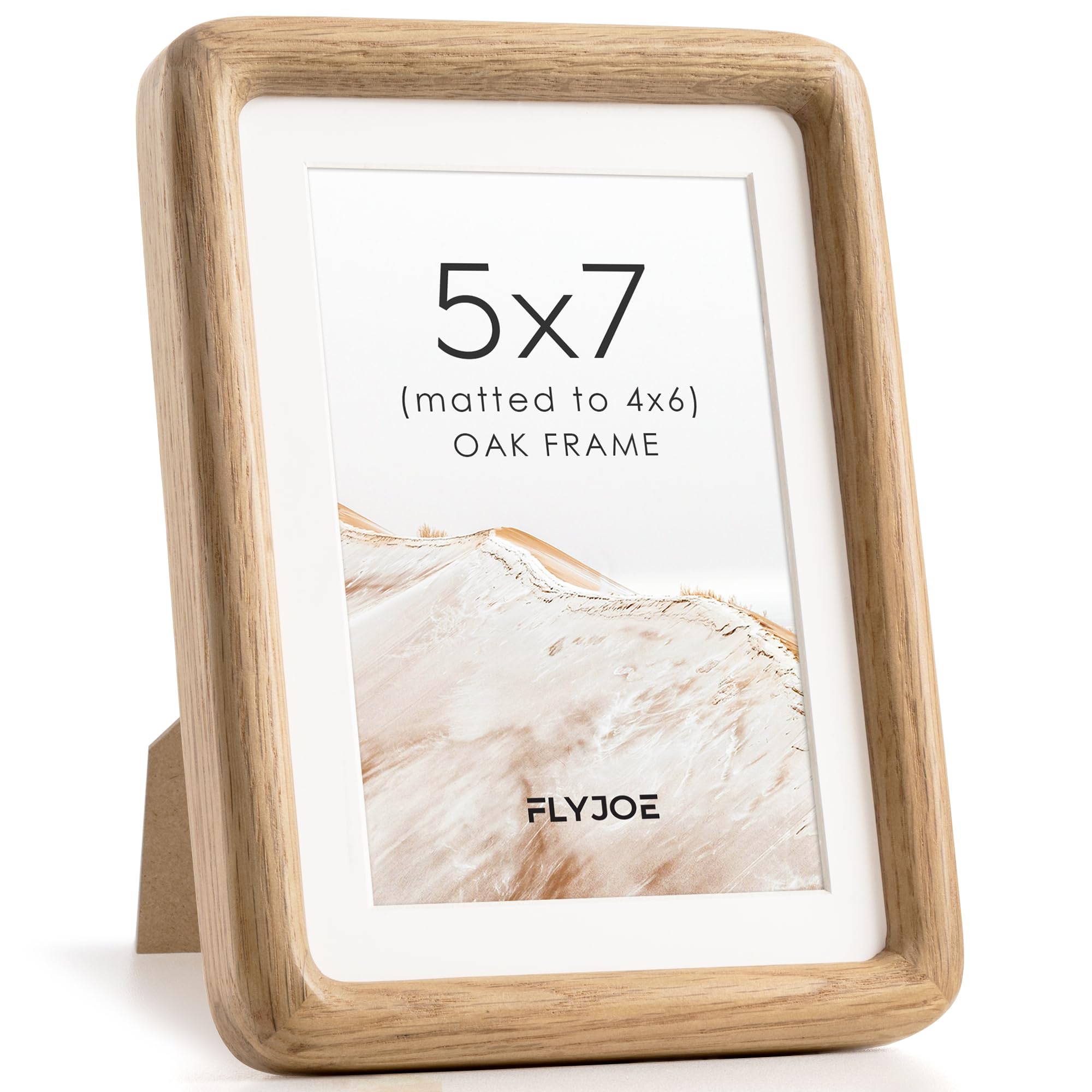 5x7 Picture Frame, Natural Solid Oak Wood Photo Frame, Rounded Corner