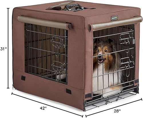 Miniatura 10 de DONORO Kit de jaulas para perros de tamaño pequeño para interiores con cubierta de jaula para perros, perreras de doble puerta y casas para