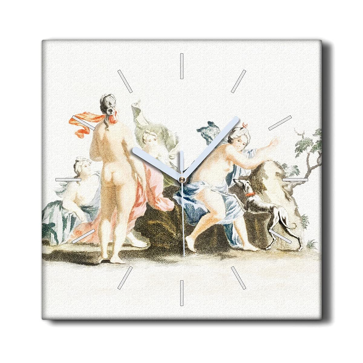 Horloge sur Toile 30x30cm Chien de Compagnie Décoration Murale Salon