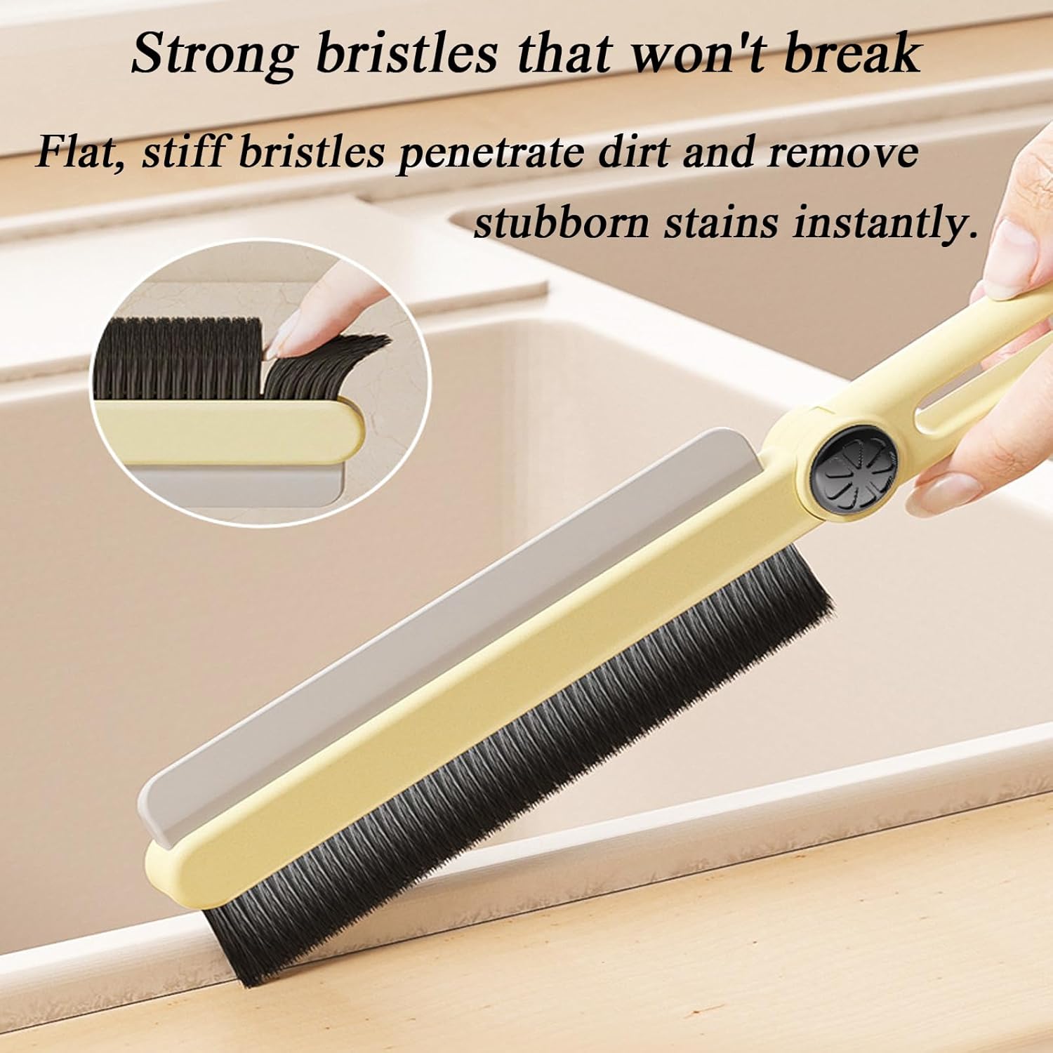 2 Pcs Hard Bristle Crevice Cleaning Brush, 2-in-1 Scraper Crevice Brush, Multifunctional Gap Cleaning Brush Tool, for Household Use, Home, Kitchen, Bathroom, Window, Vehicle, Faucets, Toilet