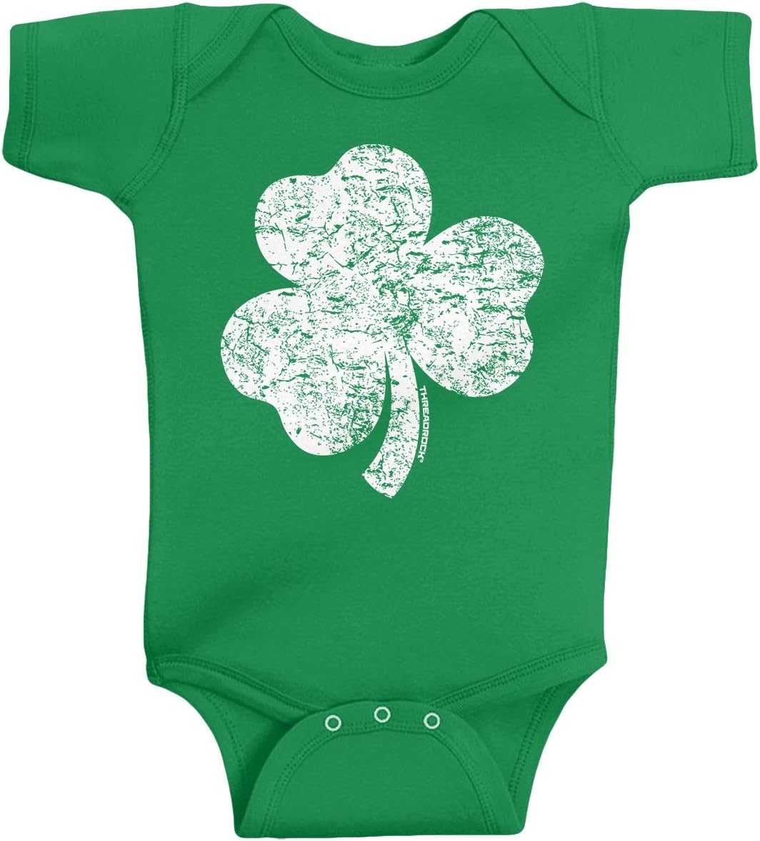 Threadrock Unisex Baby Distressed Shamrock Bodysuit