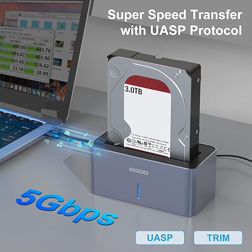 Miniatura 2 de GODO Adaptador de estación de acoplamiento para disco duro SASSATA, Caja externa SAS USB 3.0 de 2.53.5 pulgadas, convertidor HDD SSD con adaptador