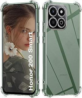 ايزو اي - جراب متوافق مع هونر 200 سمارت 5G، مع وسادة هوائية ممتصة للصدمات وحماية كاملة، جراب واقي من السيليكون والبولي يوريثين الحراري رفيع للغاية وناعم - شفاف