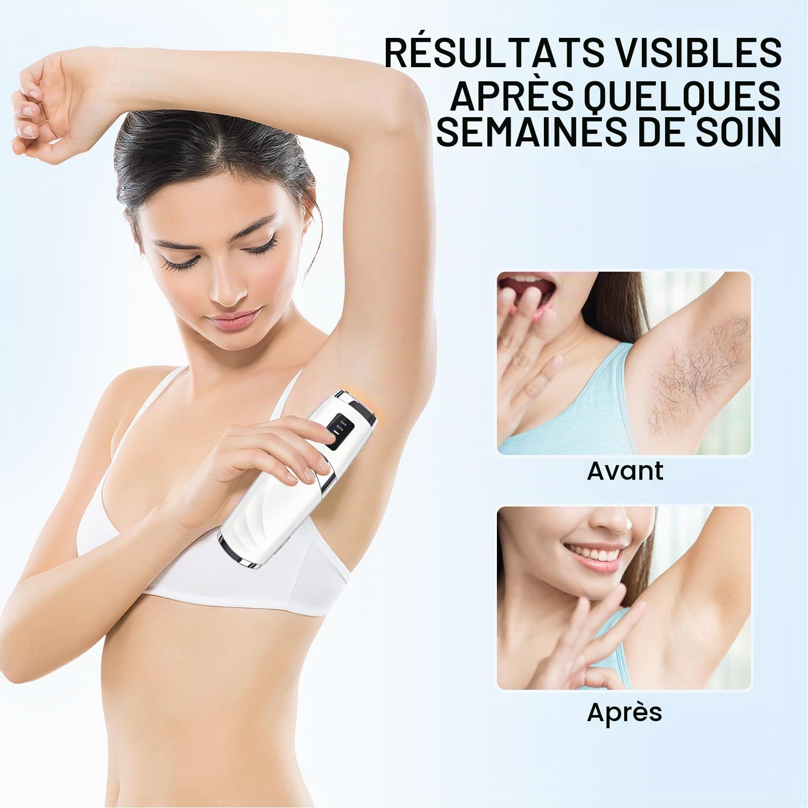IPL Epilateur Lumiere Pulsee, 999,999 Flashes, 3 Modes, pour corps, Blanc