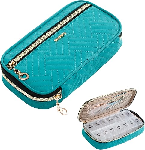 Pastillero organizador semanal de medicamentos con estuche extraíble de siete días para aceite de pescado, vitaminas, suplemento (grande, negro)