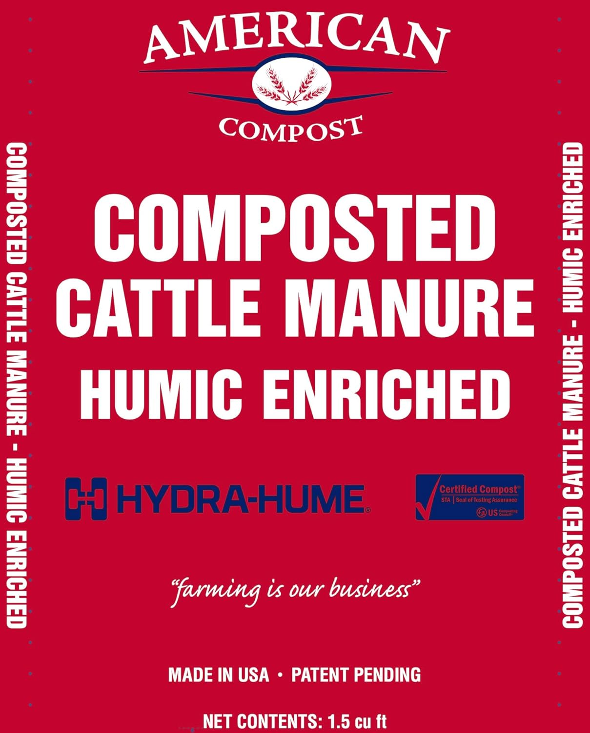 1.5 Cu Ft, Hydra-Hume Enriched Manure - for Soil, Flowers, Potted Plants, Raised Beds, and Compost Tea
