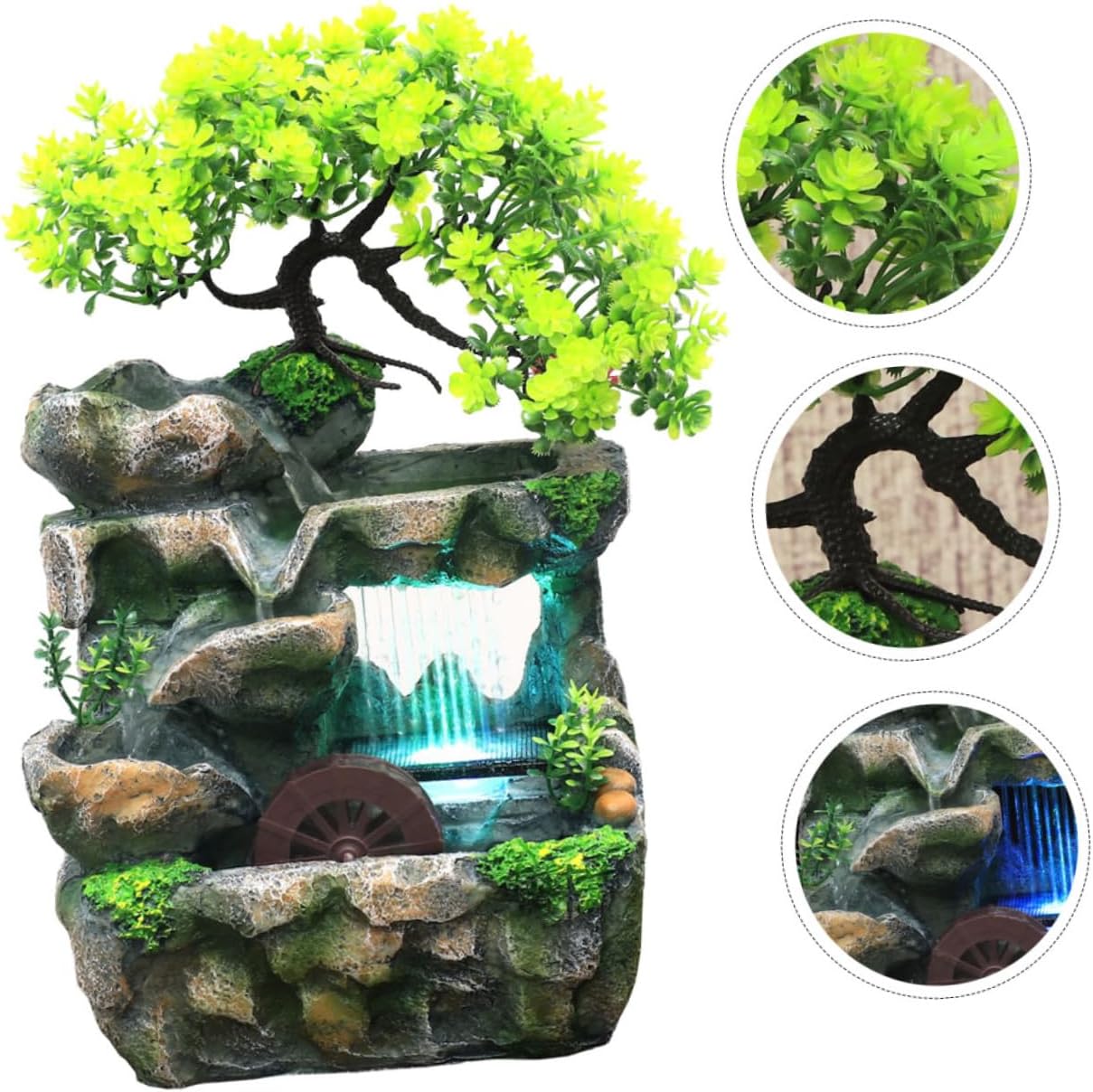 Decorative Room Water Fountain Mini Tabletop Waterfall Zen Home Decor for Stress Relief
