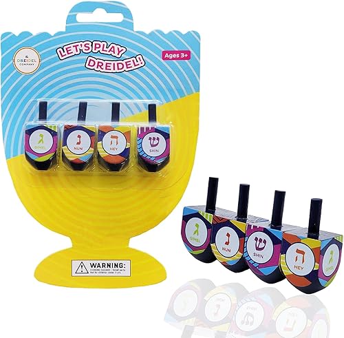 Miniatura 8 de The Dreidel Company 100 Dreidels de madera pintados a mano multicolores, el juego de Hanukkah incluye 3 instrucciones de juego Dreidel, Let's Play