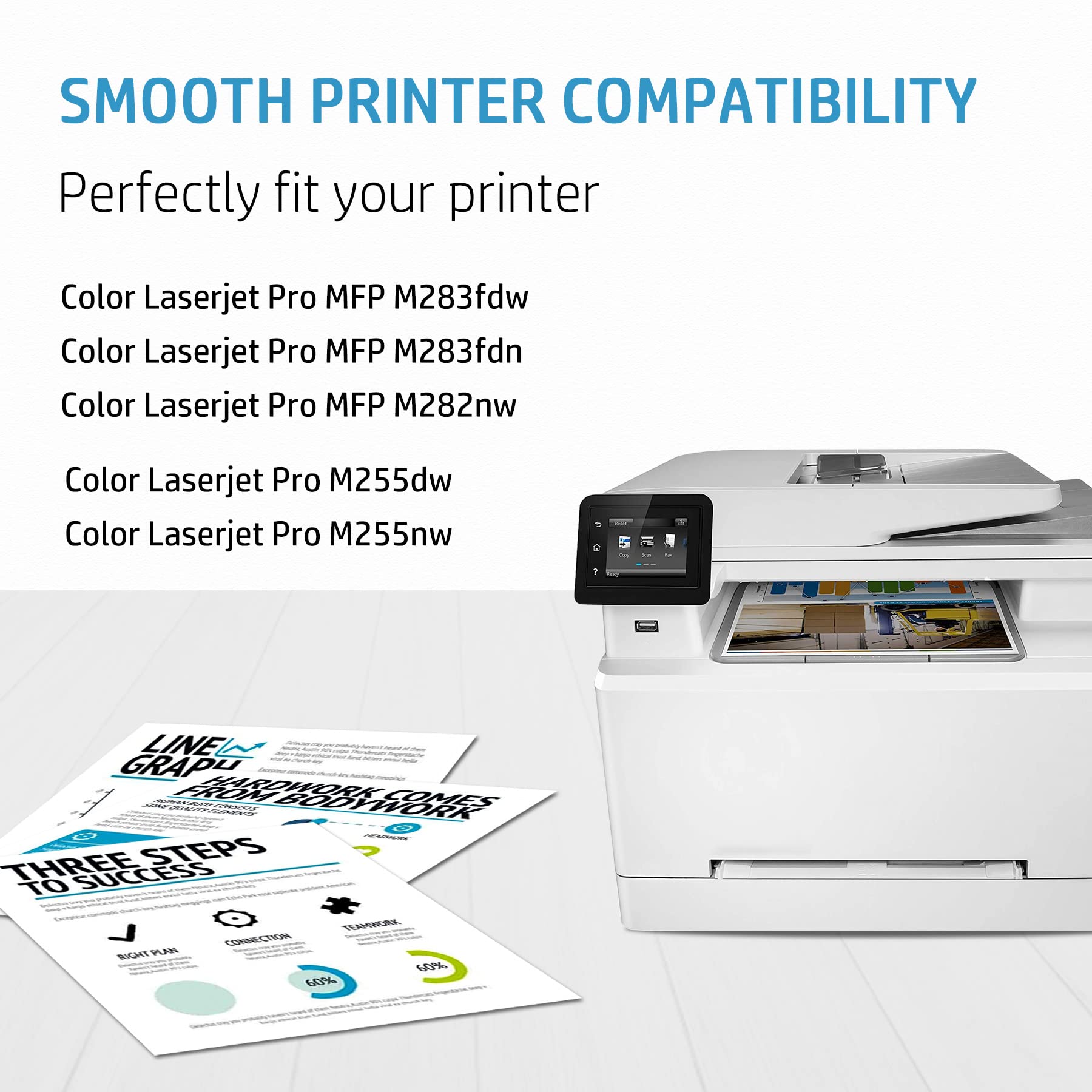 Pack De 4 Toners Compatibles 207A/207X Pour HP LaserJet Pro MFP M283fdw - Avec Puce, Noir, Cyan, Jaune, Magenta