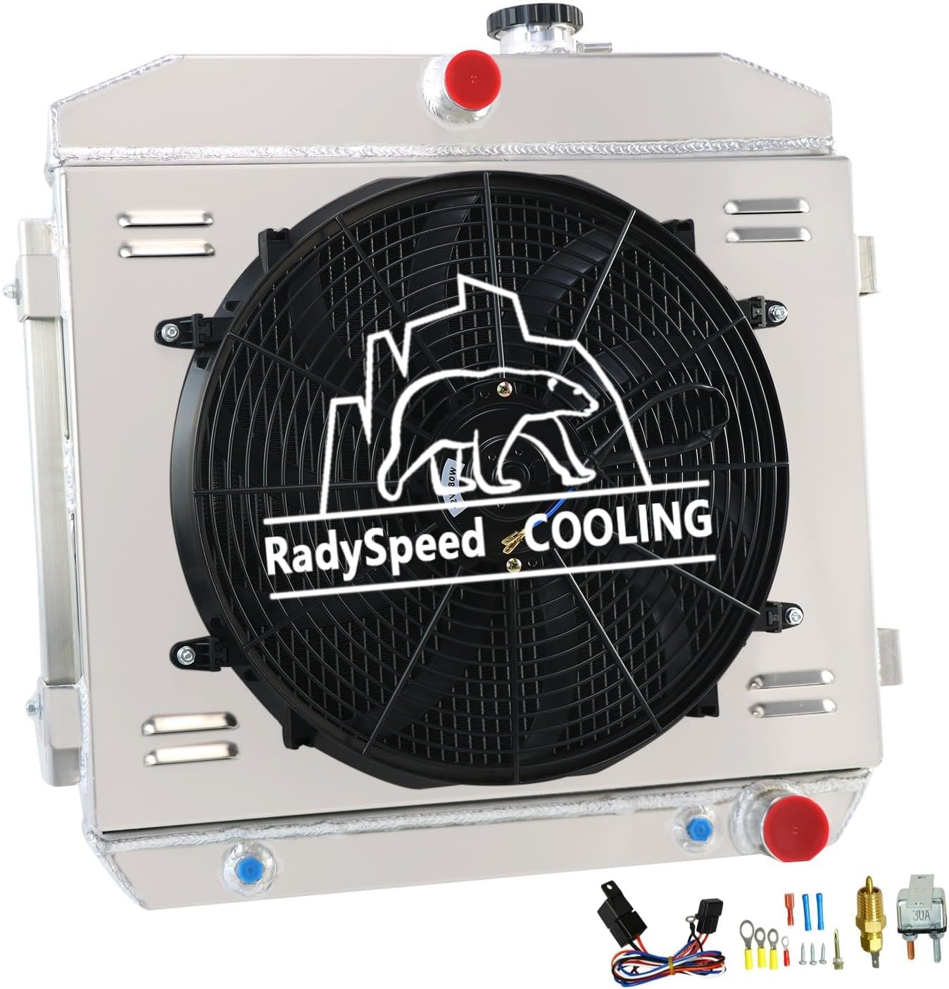 Amazon.com: RadySpeed 3 Row Radiator Shroud Fan Thermostat For 1955 ...